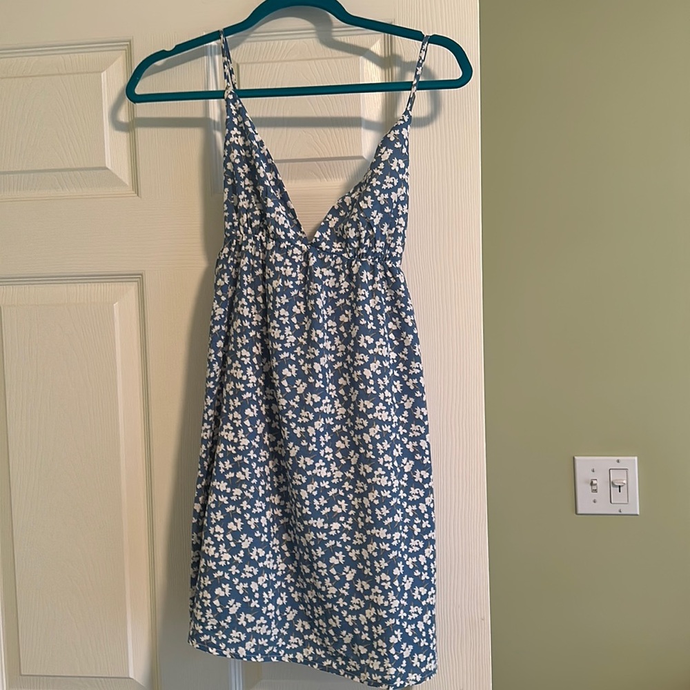 Princess Polly Blue Floral Mini Sundress, Spaghetti Strap